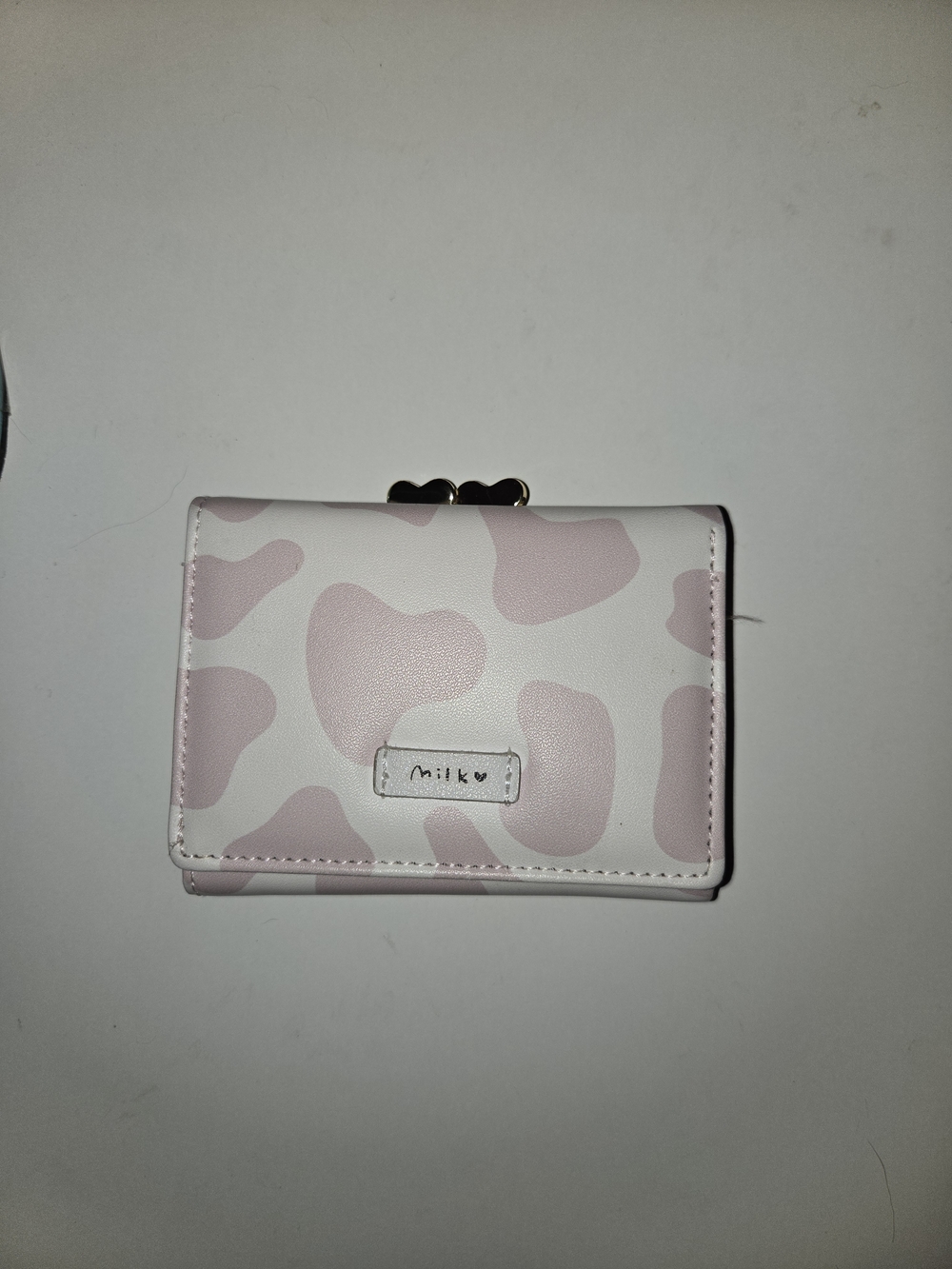 Heart Print Pink and White Compact Wallet
